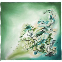AM-030 Hand-painted silk scarf with flowers, 90x90cm
