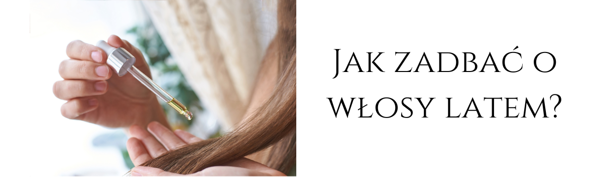 Zdjęcie tytułowe z modelką nakładającą olejek na końcówki włosów