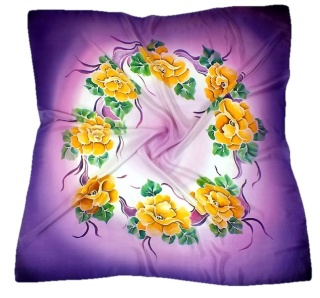 Apaszka jedwabna, ręcznie malowana, Fioletowa nadzieja 90x90cm AM-135