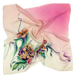 AM-012 Hand-painted silk scarf, 90x90cm