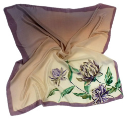 AM-006 Hand-painted silk scarf, 90x90cm