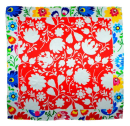 AD7-003 Silk Scarf Printed - Łowicki pattern, 65x65cm