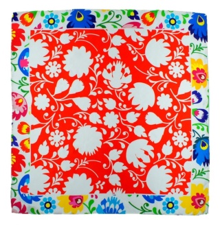 AD7-006 Silk Scarf Printed - Łowicki pattern, 68x68cm