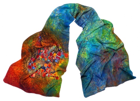 SZ-220 Hand Painted Silk Scarf, 170x45cm (1)