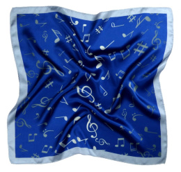 AN5-005 Small silk scarf with sheet music, 55x55 cm