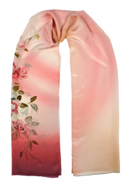 SZ-109 Pink Hand Painted Silk Scarf, 170x45 cm