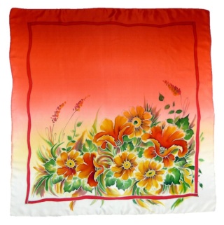 AM-123 Hand-painted silk scarf, 90x90cm