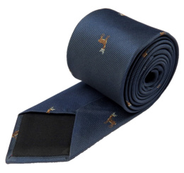 Navy blue and gray tie for a hunter with a deer
