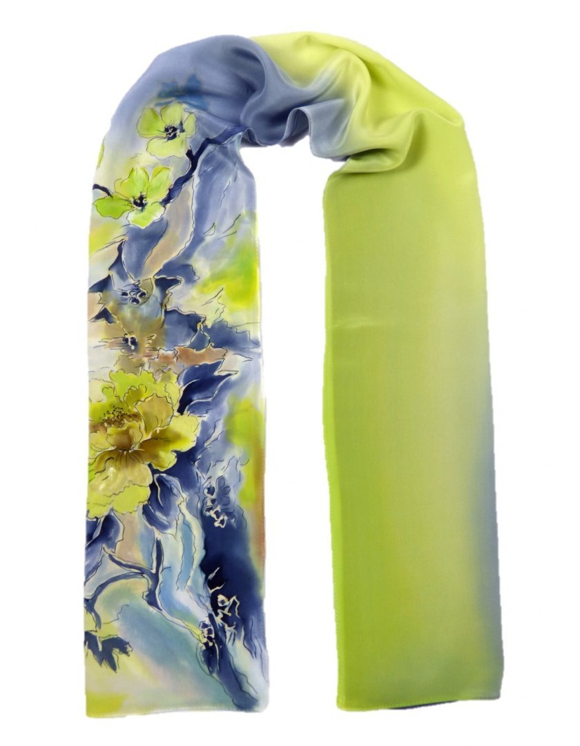 SZ-227 Hand-painted silk scarf, 135x30 cm (2)