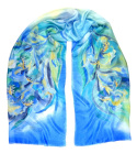 Large Blue Hand-painted Scarf, 250x90 cm (1)