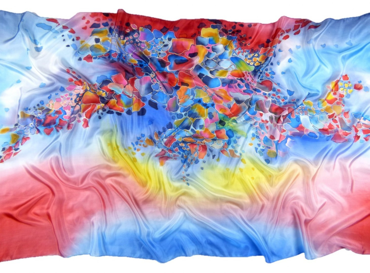 SZM-010 Hand-painted silk scarf, 250x90 cm (3)