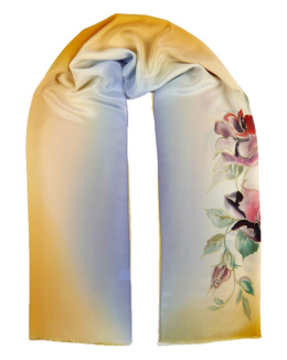 SZ-239 Yellow-blue silk scarf hand-painted, 170x45 cm