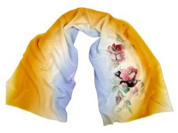 SZ-239 Yellow-blue silk scarf hand-painted, 170x45 cm