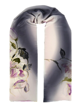 SZ-242 Lilac-gray Hand Painted Silk Scarf, 170x45 cm