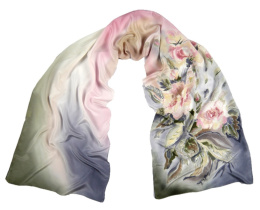 SZ-263 Gray-pink Hand Painted Silk Scarf, 170x45 cm