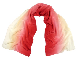 Small Red and white Silk Scarf, Hand Shaded, 170x45cm