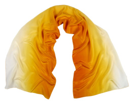Yellow and White Silk Scarf, Hand Shaded, 170x45cm