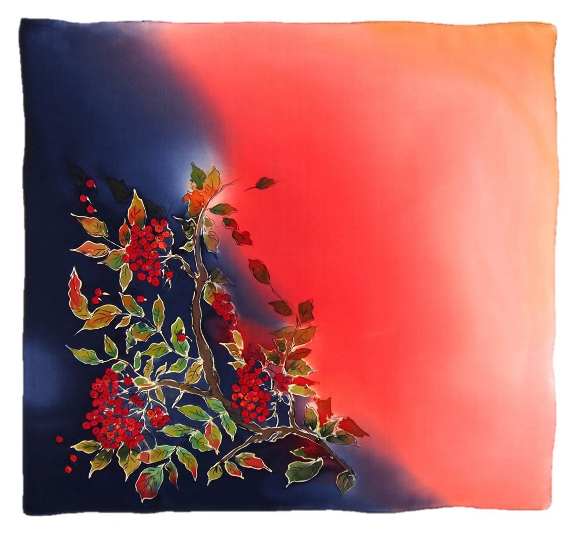 AM7-220 Hand-painted silk scarf, 70x70 cm