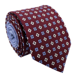 Burgundy silk tie in diamonds - MILANO