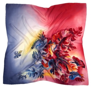 Apaszka jedwabna, ręcznie malowana, Kwietna nostalgia 90x90cm AM-424