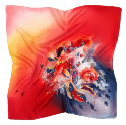 AM5-537 Hand-painted silk scarf, 55x55 cm