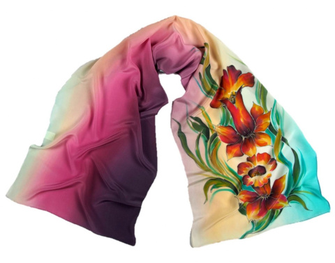 SZ-291 Hand Painted Silk Scarf, 170x45cm (1)