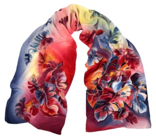 Szal jedwabny, ręcznie malowany, 170x45 cm SZ-287