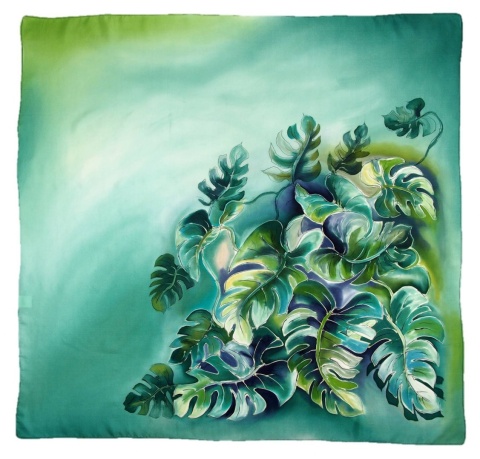 AM-425 Hand-painted silk scarf, 90x90cm (2)