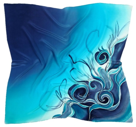 AM-608 Hand-painted silk scarf, 90x90cm(1)