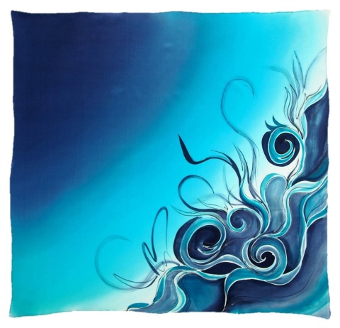 AM-608 Hand-painted silk scarf, 90x90cm(2)