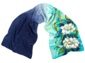 Blue-green silk scarf hand-painted, 170x45 cm (1)