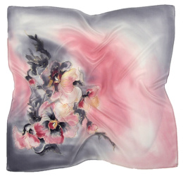 AM5-539 Hand-painted silk scarf, 55x55 cm