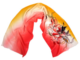 SZ-318 Red-yellow silk scarf hand-painted, 170x45 cm