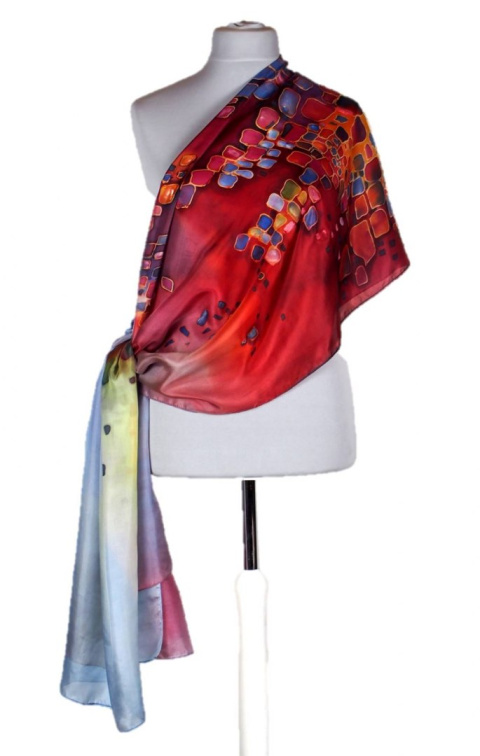 SZM-030 Hand-painted silk scarf, 250x90 cm (1)