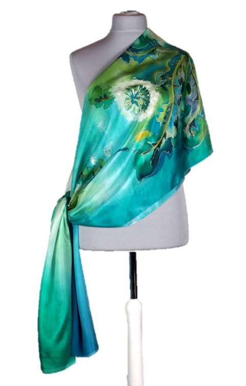 SZM-031 Hand-painted silk scarf, 250x90 cm (1)