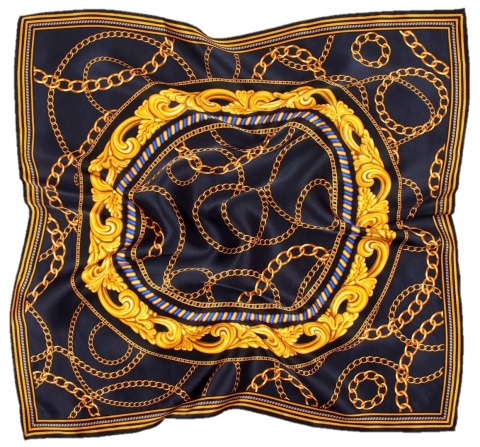 AD6-008 Jedwabna Apaszka ze Wzorem 70x70cm