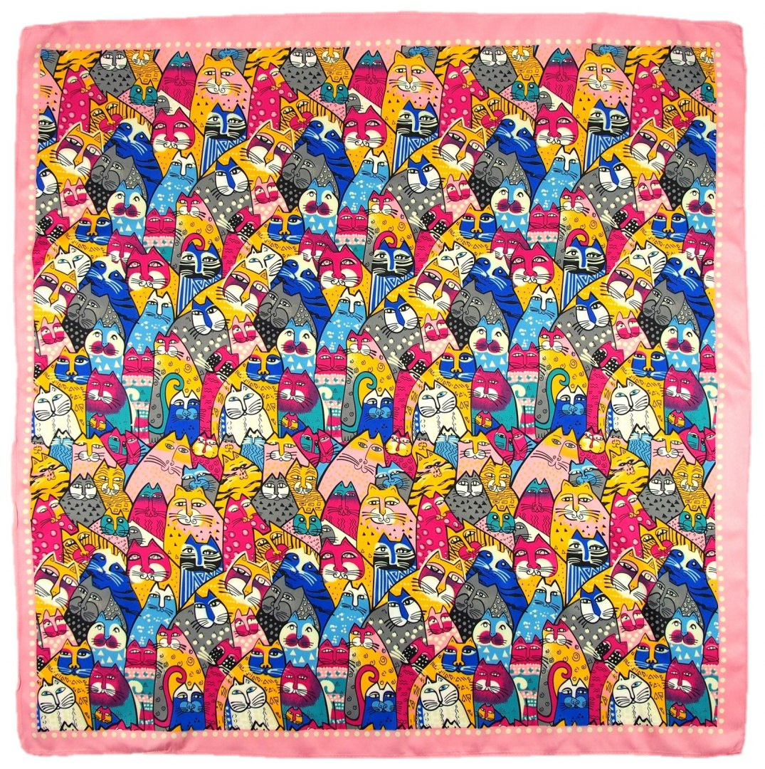 AP-002 Large Printeded Cats Scarf, 90x90