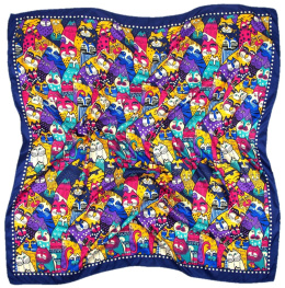 AP-003 Large Printeded Cats Scarf, 90x90