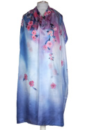 SZM-036 Large Blue and pink Hand-painted silk scarf, 250x90cm