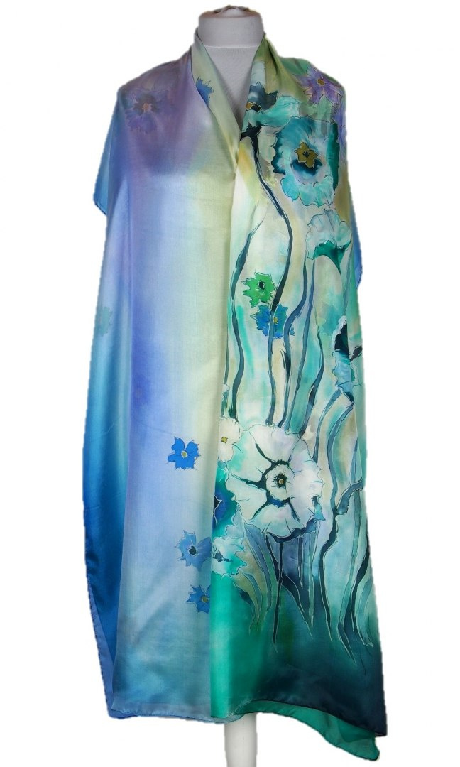 SZM-037 Hand-painted silk scarf, 250x90 cm (3)