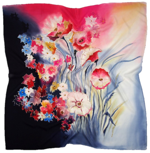 AM-490 Apaszka Jedwabna Ręcznie Malowana, 90x90cm (1)