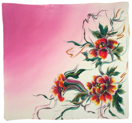 AM-660 Hand-painted silk scarf, 90x90cm