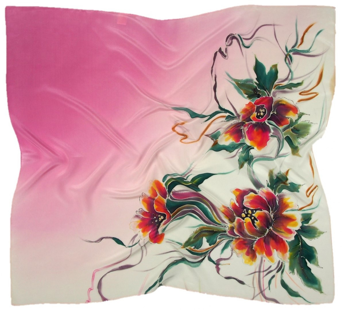 AM-660 Hand-painted silk scarf, 90x90cm(1)