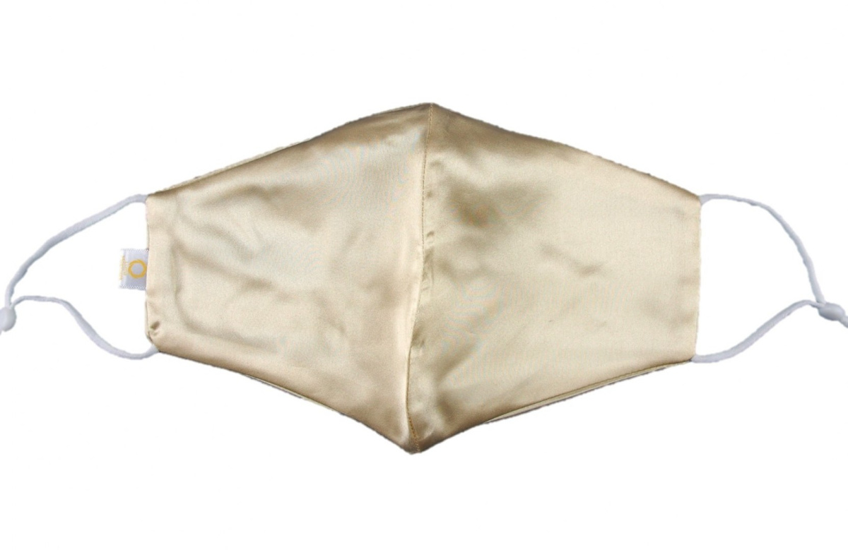 Silk mask with filter pocket - Golden beige (1)