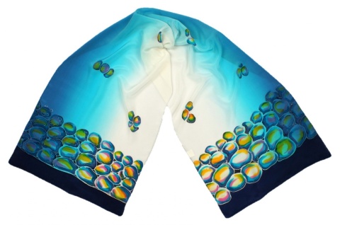 SZ-039 Jedwabny Szal Ręcznie Malowany, 170x45cm (1)