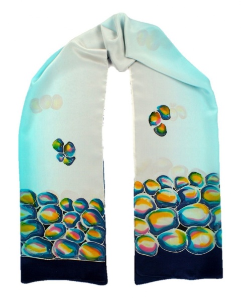 SZ-039 Jedwabny Szal Ręcznie Malowany, 170x45cm (2)