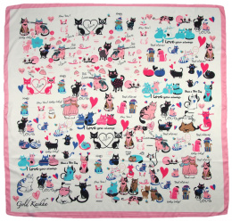 AP-006 Large Printeded Cats Scarf, 90x90