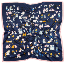 AP-007 Large Printeded Cats Scarf, 90x90