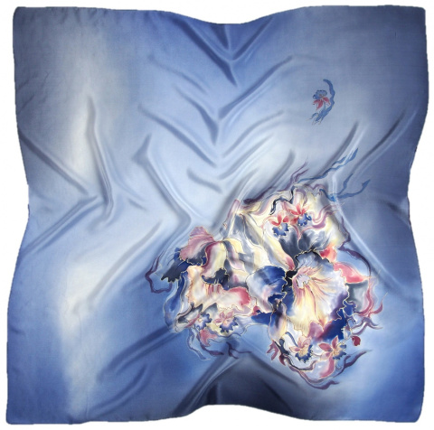 AM-683 Hand-painted silk scarf, 90x90cm (1)
