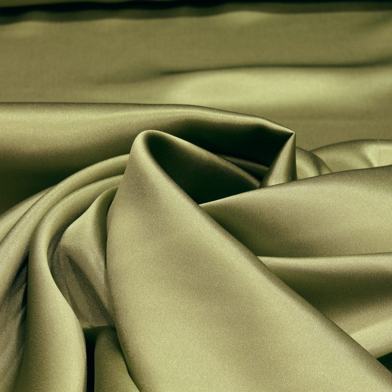 Olive silk satin scarf, 90x90cm